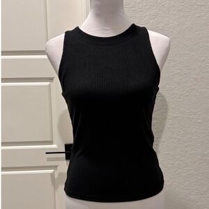 THE WORK SHOP Tank Top WMN L Black Ribbed High Neck Sleeveless Capsule‎ Wardrobe